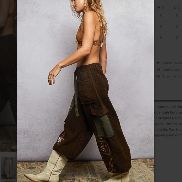 POL “ Meadow “ POL Double Gauze Jogger Pants with Embroidered Detail 77 - Picture 6 of 6